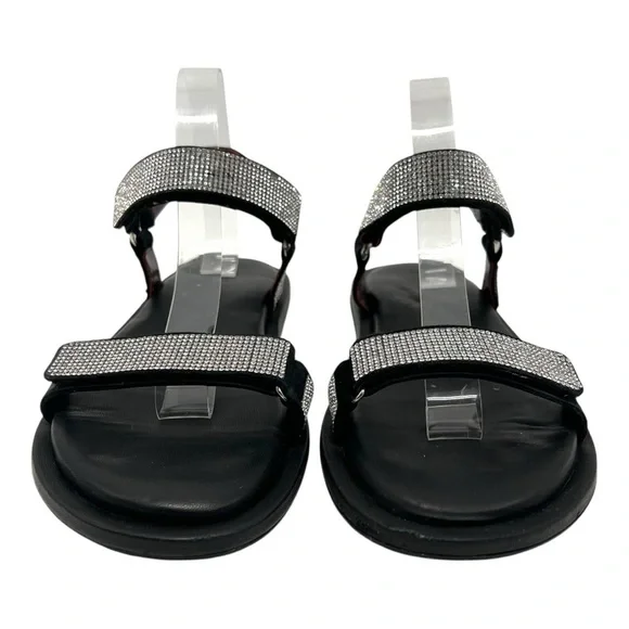 Staud Betty Rhinestone Black Leather Sporty Outdoor Sandals Womens 40 - Picture 4 of 14